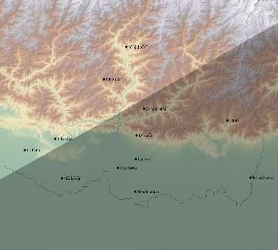 Map of the eclipse path across Nepal on 01/16/1665