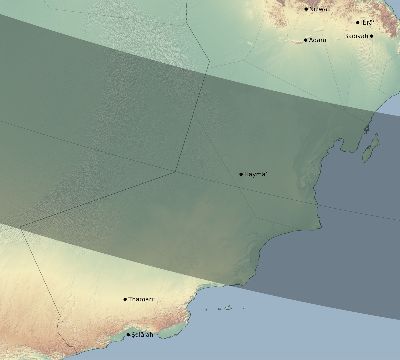 Map of the eclipse path across Oman on 01/16/1665