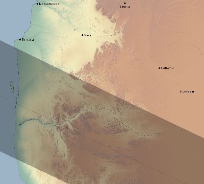 Map of the eclipse path across Angola on 01/05/1666