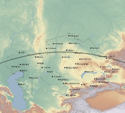 Map of the eclipse path across Kazakhstan on 07/02/1666