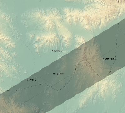 Map of the eclipse path across North Macedonia on 07/02/1666