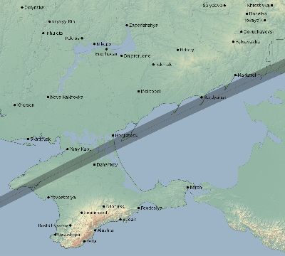 Map of the eclipse path across Ukraine on 07/02/1666