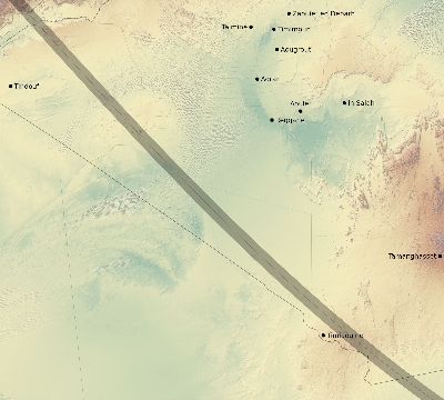 Map of the eclipse path across Algeria on 11/04/1668