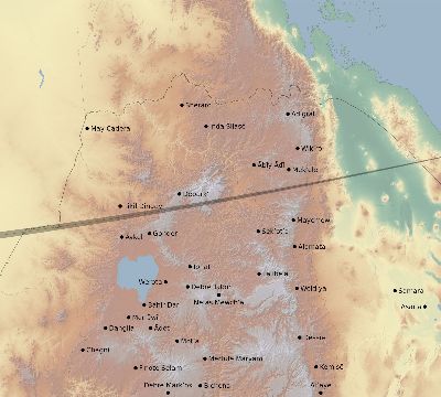 Map of the eclipse path across Ethiopia on 11/04/1668