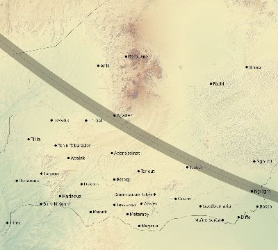 Map of the eclipse path across Niger on 11/04/1668