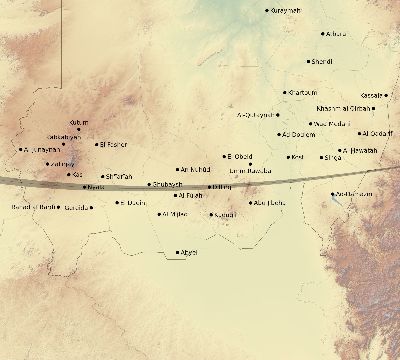 Map of the eclipse path across Sudan on 11/04/1668