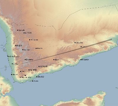 Map of the eclipse path across Yemen on 11/04/1668