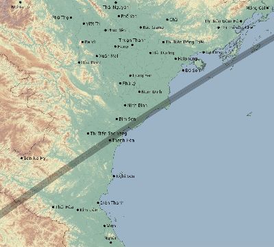 Map of the eclipse path across Vietnam on 04/30/1669