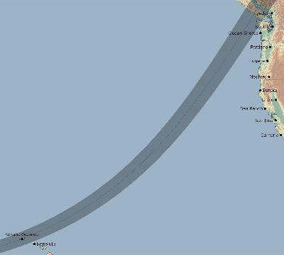Map of the eclipse path across United States on 04/19/1670