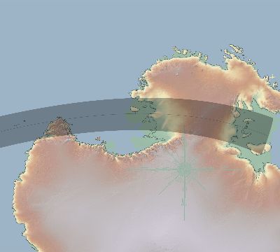 Map of the eclipse path across Antarctica on 10/13/1670
