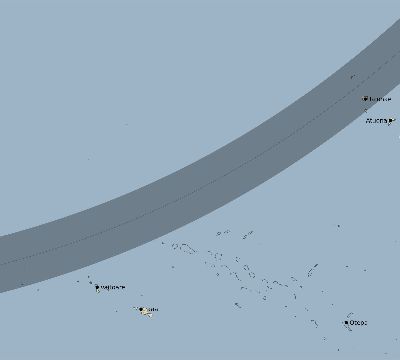 Map of the eclipse path across French Polynesia on 02/16/1673