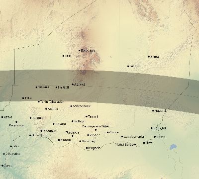 Map of the eclipse path across Niger on 08/12/1673