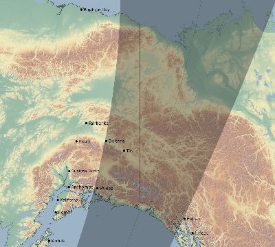 Map of the eclipse path across United States on 02/05/1674