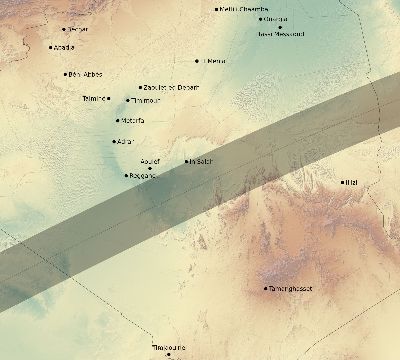 Map of the eclipse path across Algeria on 06/11/1676