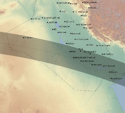 Map of the eclipse path across Iraq on 06/11/1676
