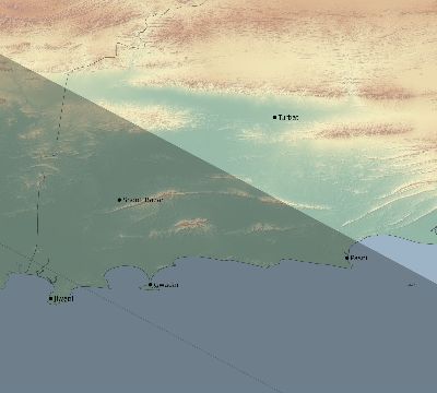 Map of the eclipse path across Pakistan on 06/11/1676