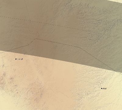 Map of the eclipse path across Saudi Arabia on 06/11/1676