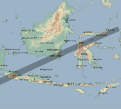 Map of the eclipse path across Indonesia on 12/05/1676