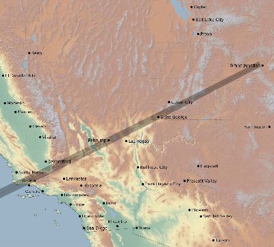 Map of the eclipse path across United States on 11/24/1677