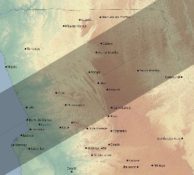Map of the eclipse path across Angola on 03/30/1680