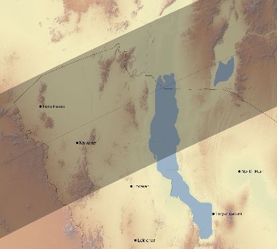 Map of the eclipse path across Kenya on 03/30/1680