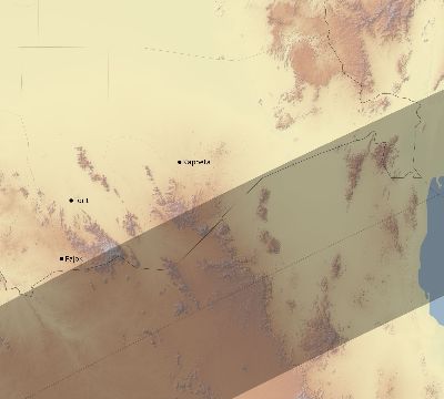 Map of the eclipse path across South Sudan on 03/30/1680