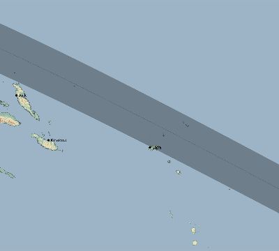Map of the eclipse path across Solomon Islands on 07/24/1683