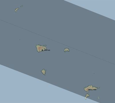 Map of the eclipse path across French Polynesia on 01/16/1684