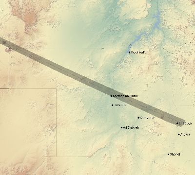 Map of the eclipse path across Sudan on 07/12/1684