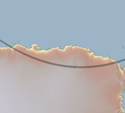 Map of the eclipse path across Antarctica on 01/05/1685