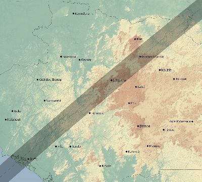 Map of the eclipse path across Guinea on 05/11/1687