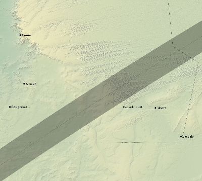 Map of the eclipse path across Mauritania on 05/11/1687