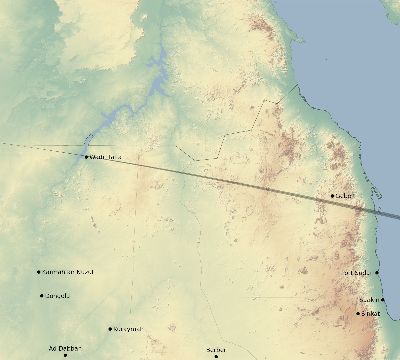 Map of the eclipse path across Sudan on 05/11/1687