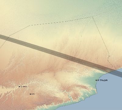 Map of the eclipse path across Yemen on 05/11/1687