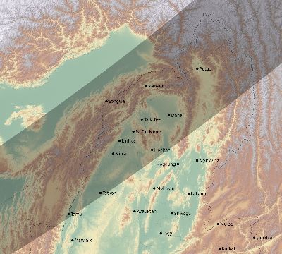 Map of the eclipse path across Myanmar on 04/30/1688