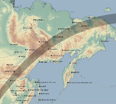 Map of the eclipse path across Russia on 04/30/1688