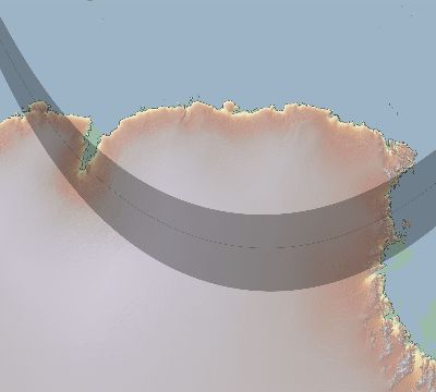 Map of the eclipse path across Antarctica on 10/24/1688