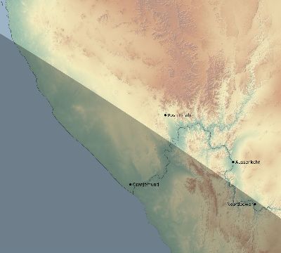 Map of the eclipse path across Namibia on 10/24/1688