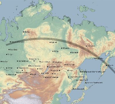 Map of the eclipse path across Russia on 09/03/1690