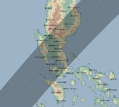 Map of the eclipse path across Philippines on 02/28/1691