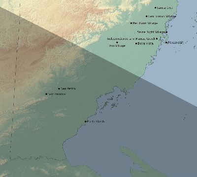 Map of the eclipse path across Belize on 08/23/1691