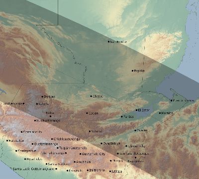 Map of the eclipse path across Guatemala on 08/23/1691