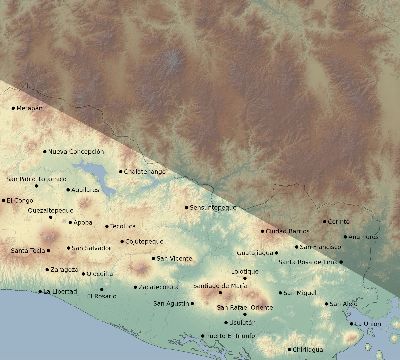 Map of the eclipse path across El Salvador on 08/23/1691