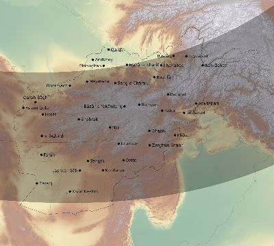Map of the eclipse path across Afghanistan on 02/17/1692