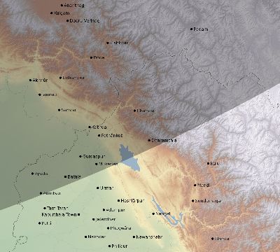 Map of the eclipse path across India on 02/17/1692