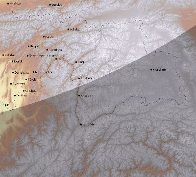 Map of the eclipse path across Tajikistan on 02/17/1692
