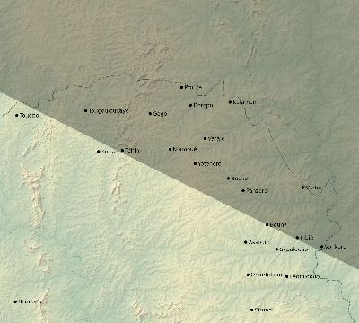 Map of the eclipse path across Côte d'Ivoire (Ivory Coast) on 06/22/1694