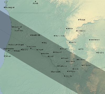 Map of the eclipse path across Mauritania on 06/22/1694