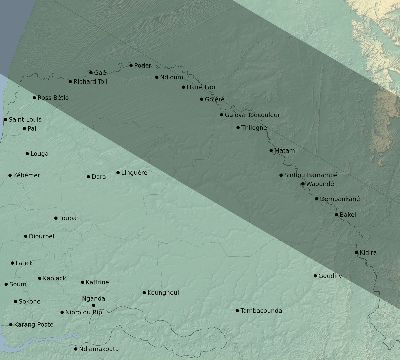 Map of the eclipse path across Senegal on 06/22/1694
