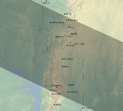 Map of the eclipse path across Togo on 06/22/1694